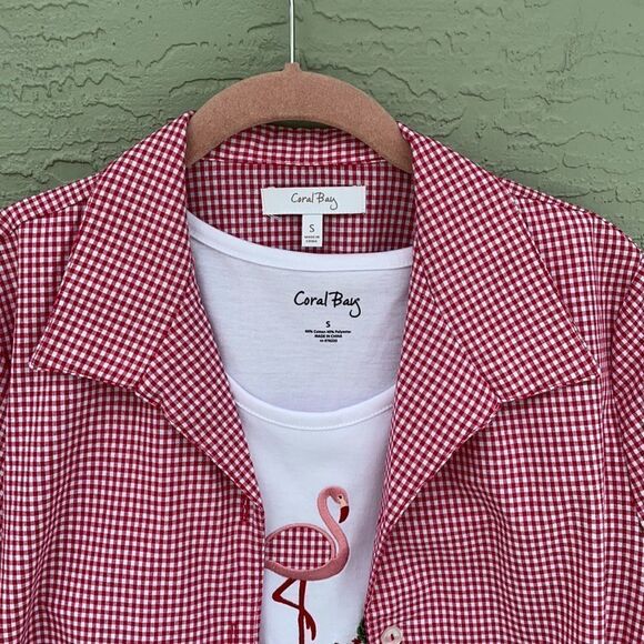 Flamingo 2 Piece Coral Bay Sz S 2 Flamingo Tank And Button Down NWT - Picture 14 of 16